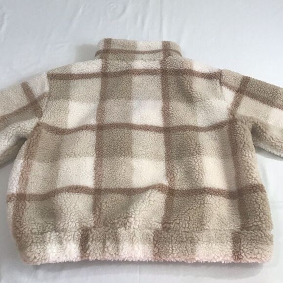 Michael Stars Sherpa Jacket Rose Plaid Teddy Jacket Size Medium - Picture 6 of 16